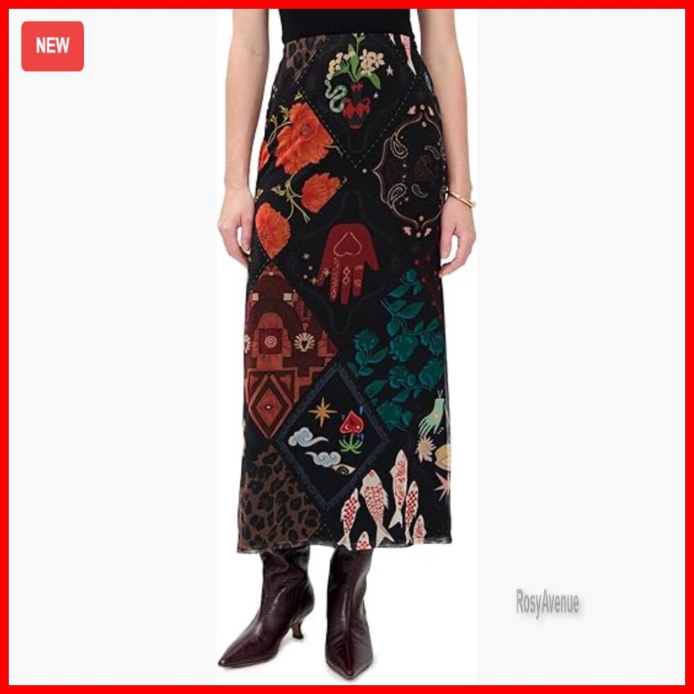 Mesh Maxi Skirt with Floral Animal Print, High Waisted Sheath Style